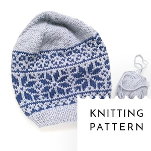 SNEEUWVLOK Hoed Breien PDF-patroon, Nordic Stars Gebreide Hoedenpatroon, Fair Isle Hoedpatroon, Slouchy Beanie Breipatroon