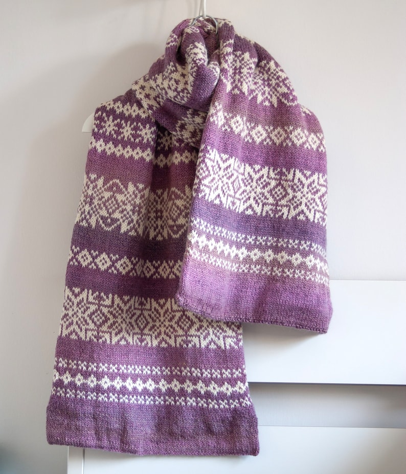 Fair Isle Scarf Knitting Pattern Large Long Nordic Oversized Etsy Israel