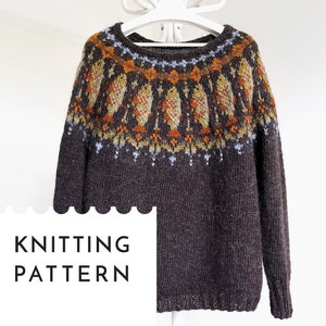 LOFOTEN Cod Fish Icelandic Lopapeysa Sweater Knitting Pattern, Nordic Pullover PDF Pattern, Seamless Bottom Up Knit Jumper for Lettlopi Yarn