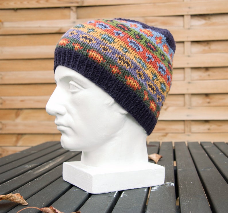 Fair Isle Hat, Custom Alpaca Wool Nordic Beanie for Kids and Adults, Unique Hand Knitted Hat image 2