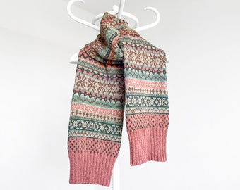 ROHUKÜLA Large Fair Isle Knit Scarf, Itch-Free Alpaca Wool Winter Scarf, Hand Knitted Designer Scarf for Men and Women