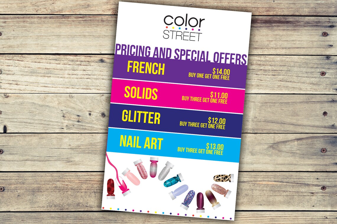 Color Street Price List 8x10 Instant Download Etsy