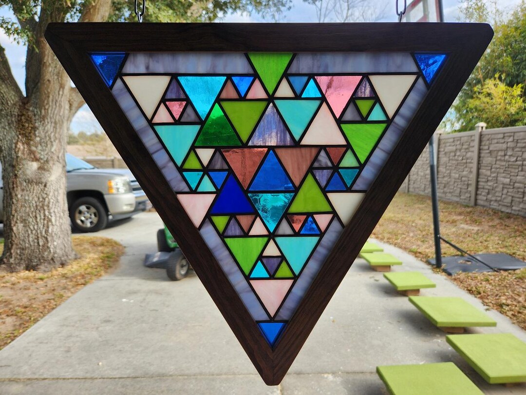 Stained Triangular Window Identical Equilateral Triangle Stained Glass Window Panel