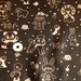 Black kawaii Japanese cotton fabric 110x100cm, Wonder Girl, animals, toys