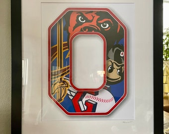 Block O with Cleveland Sports (framed)