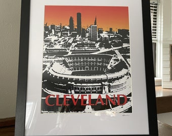 Cleveland - Sunset from Browns' Stadium (framed)
