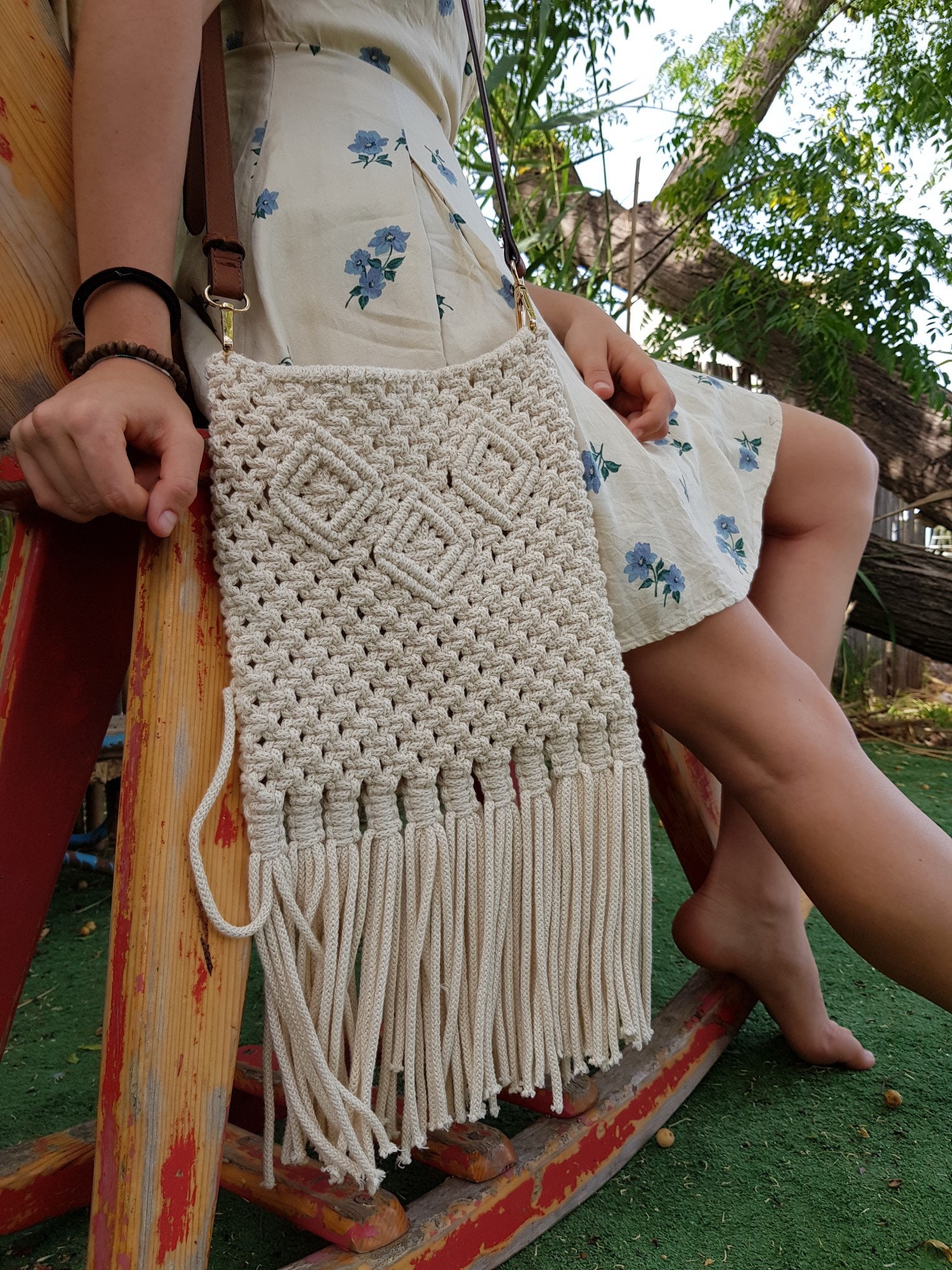 Macrame rope bag clearance