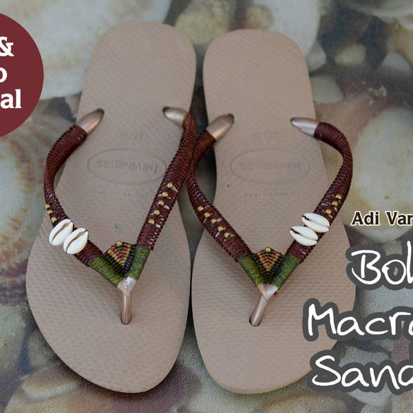 Micro Macrame Video Tutorial Boho Sandals How to Make Macrame Shoes Beach Summer Macrame Havaianas Flip Flops