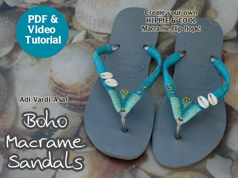 Micro Macrame Tutorial How to Make Macrame Video Pattern Boho Sandals Diy Creative Gift image 9