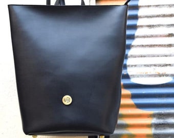 Black Urban Style Bag, Large Backpack, Trendy Bag, Handmade Backpack, Vegan Leather Backpack, Everyday Bag, Gift For Her, Confortable Bag