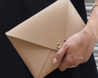 Nude Genuine Leather Bag, Handmade Handbag, Evening Clutch, Crossbody Bag, Leather Clutch, Leather Purse, Leather Bag, Classic Style Bag