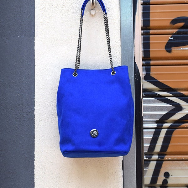 Blue Everyday Suede Bag, Ladies Crossbody Bag, Urban Style Pouch, Vegan Suede Shoulder, Gift For Her, Vegan Leather Bag, Gift For Her