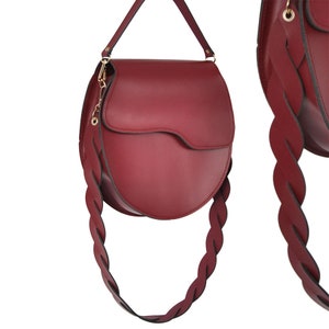 Burgundy Leather Crossbody Bag: Handmade Classic Style