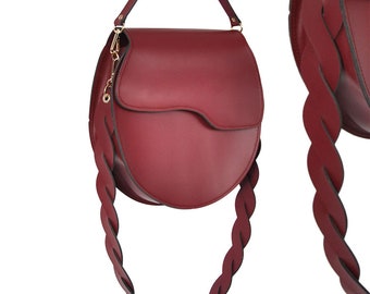 Burgundy Leather Crossbody Bag: Handmade Classic Style