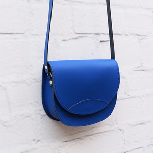 Classic Style Bag, Shoulder Bag, Genuine Leather Bag, Small Leather Bag, Crossbody Bag, Blue Leather Bag, Leather Purse, Women Leather Bag image 2