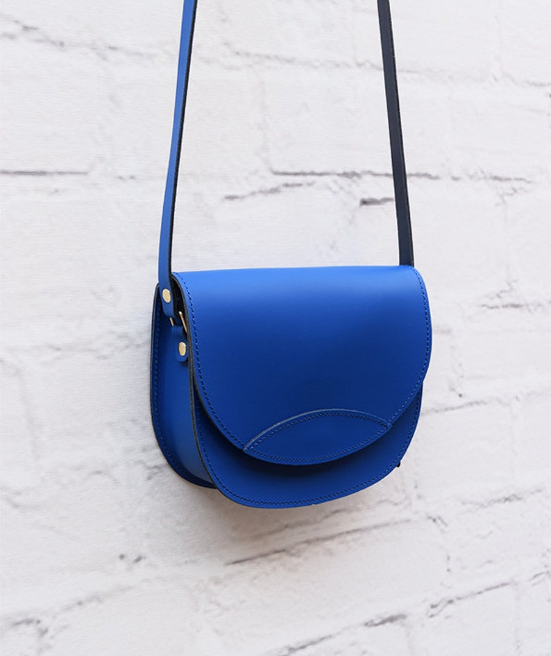 Classic Style Bag, Shoulder Bag, Genuine Leather Bag, Small Leather Bag, Crossbody Bag, Blue Leather Bag, Leather Purse, Women Leather Bag image 2