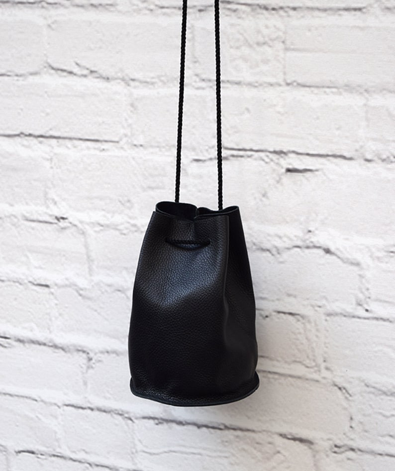 Leather Purse Leather Bucket Bag Handmade Handbag Black Leather Bag Bucket Bag Women Handmade in Greece Crossbody Bag Evening Clutch