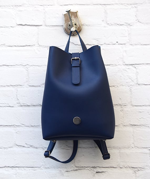 Navy Blue Classic Style Bag Minimalist Bag Handmade Backpack