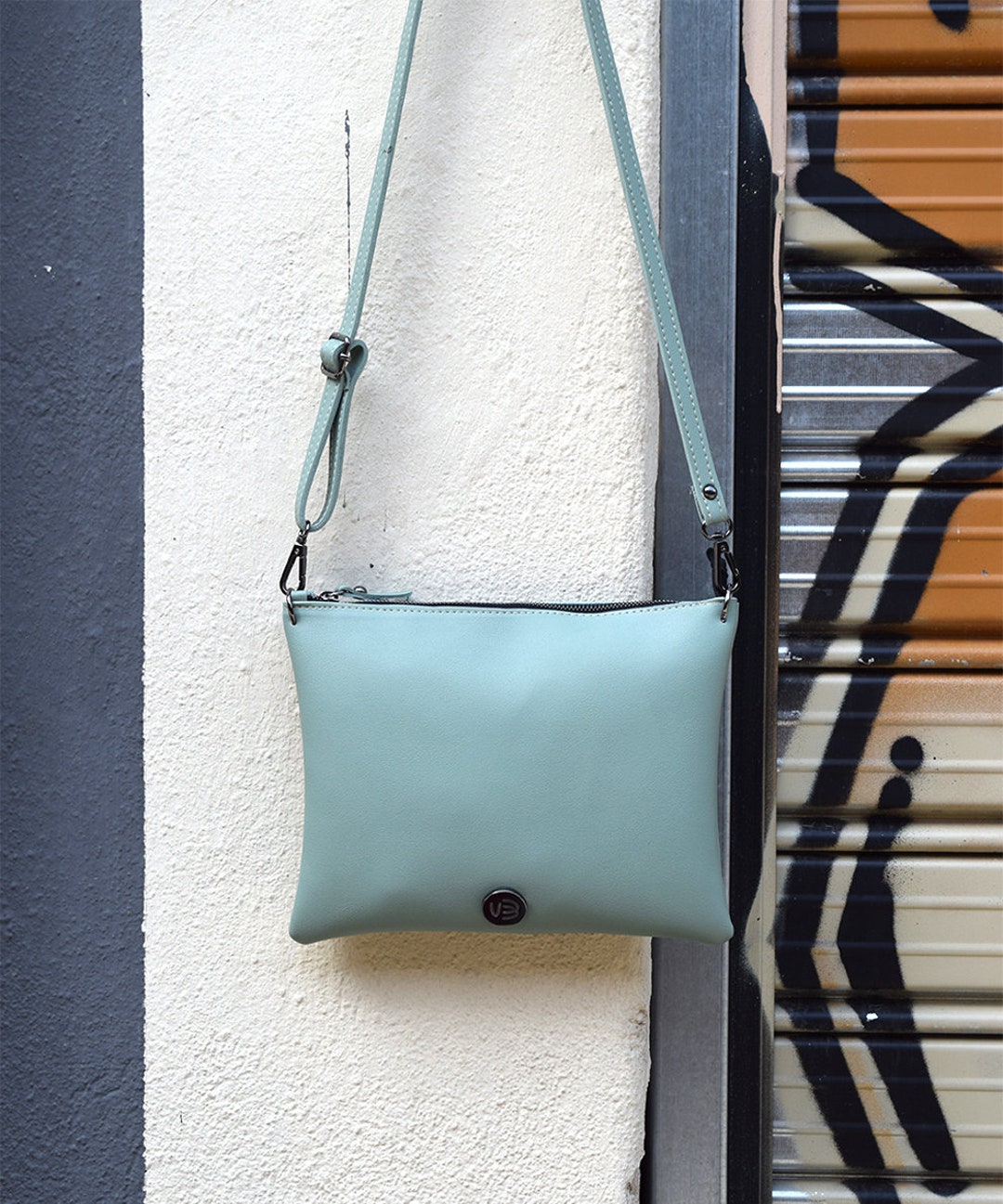 Small Mint Green Crossbody Bag Vegan Leather Bag Handmade Etsy