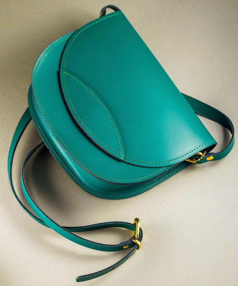 Classic Style Bag, Shoulder Bag, Genuine Leather Bag, Small Leather Bag, Crossbody Bag, Blue Leather Bag, Leather Purse, Women Leather Bag Green