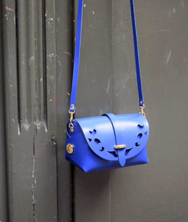 Blue Leather Bag Handmade Handbag Small Leather Bag - Etsy
