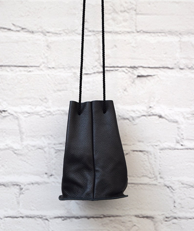 Leather Purse Leather Bucket Bag Handmade Handbag Black Leather Bag Bucket Bag Women Handmade in Greece Crossbody Bag Evening Clutch