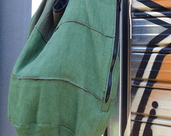 Green Large Linen Beach Bag, Natural Linen Summer Bag, Oversized Linen Bag With Lining, Handmade Linen Tote Bag, Flax Linen Bag, Eco bag