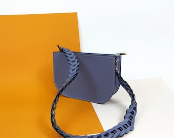 Blaue Leder Crossbody Bag: Handgemachte Indigo Schultertasche