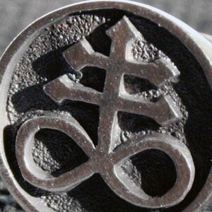 Zwavel zegel Leviathan zegel baphomet satanisch Geen Schepper Sterling Zilveren Ring