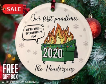 Year to Forget,My First Keepsake green Personalized Dumpster Fire Memento 2020 Pandemic Ornament Funny Christmas Ornament Quarantine