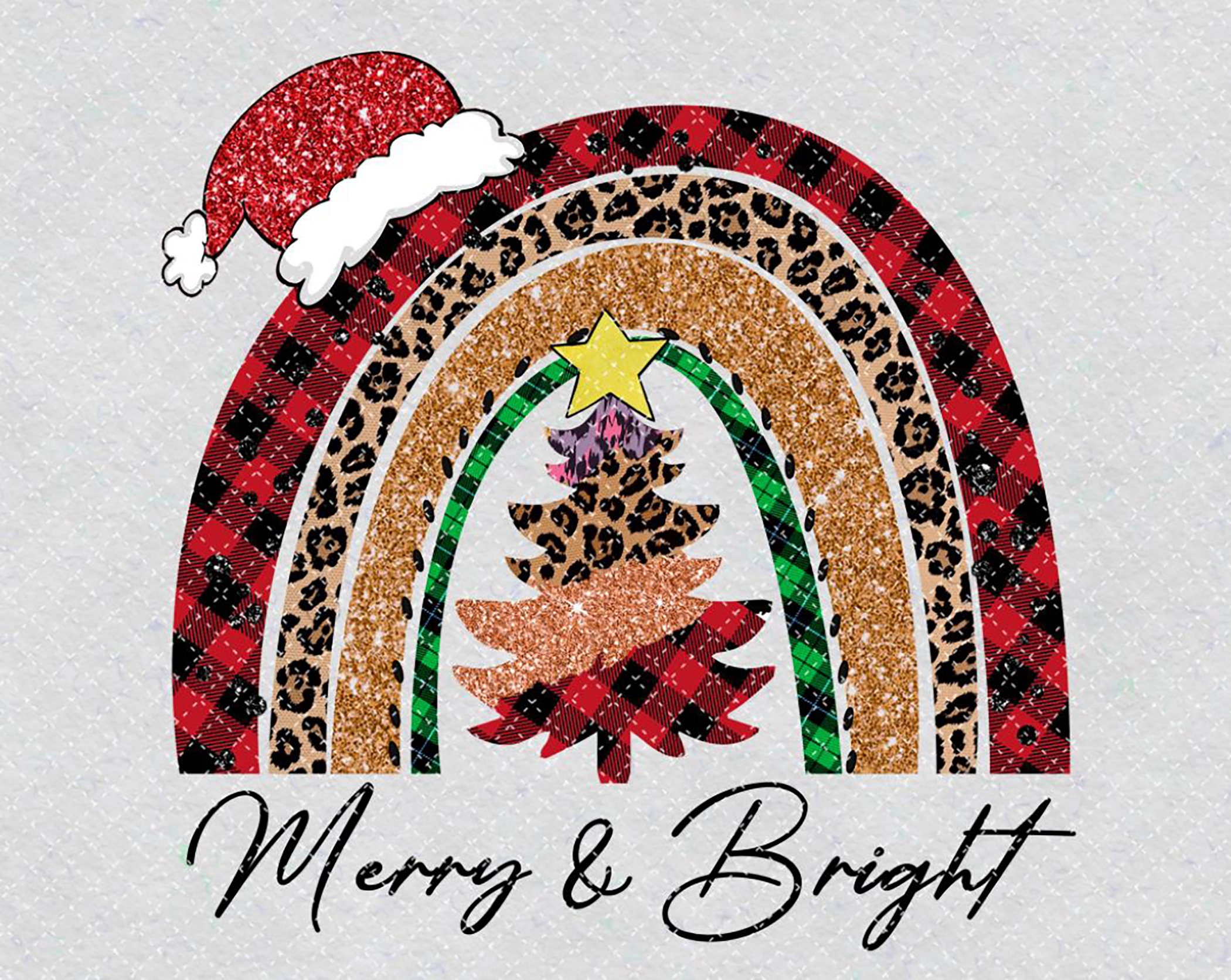 Merry Bright Christmas Rainbow Png Leopard Rainbow Etsy