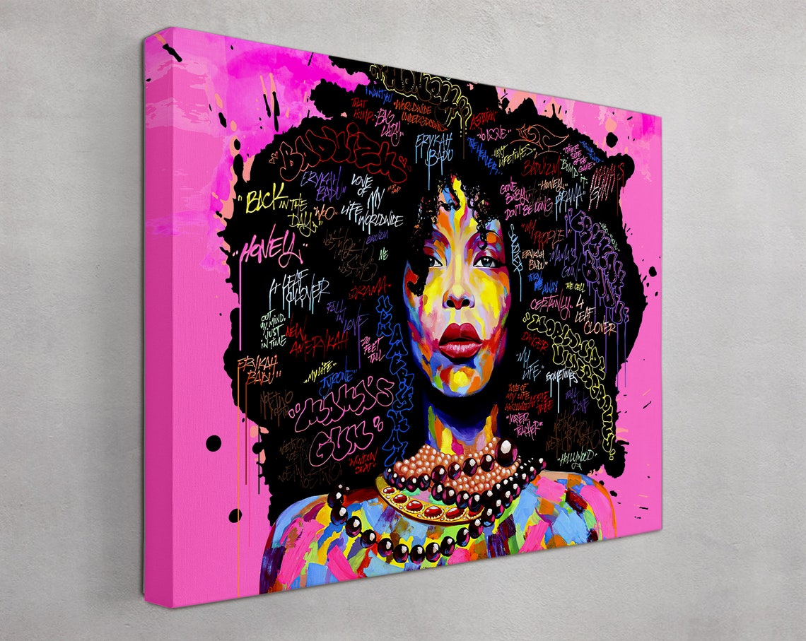 African American Canvas Wall Art Afro Woman Painting for Etsy