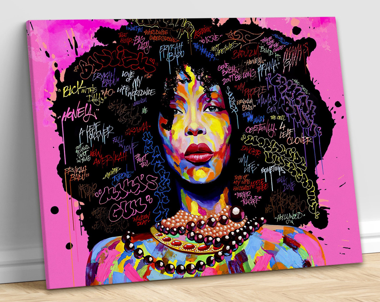 African American Canvas Wall Art Afro Woman Painting for Etsy