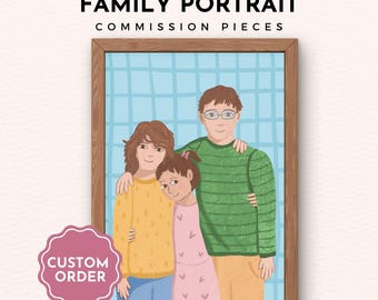 Custom Family Portrait Illustration — A Unique Artwork of Your Loved Ones! – Personalized Housewarming Gift – Commission Pieces