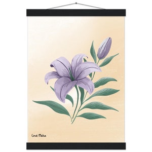 Illustration of lily including hanging system. Beautiful for the bedroom or living room.