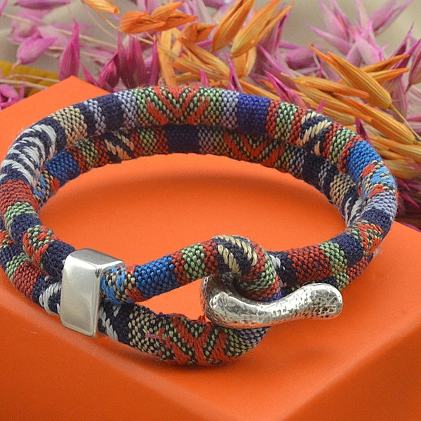 Surfer Bracelet Nautical Jewelry Multicolor Surf Wristband for Men/Women Trending Cuff Gift Hook Clasp Summer Cotton Bracelet Gift Her/Him