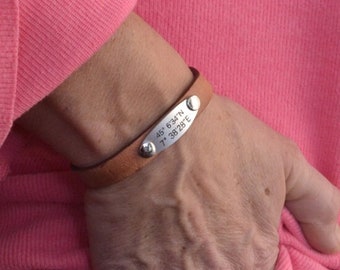 Pulsera de latitud y longitud para mujer, pulsera personalizada con coordenadas GPS, regalo personalizado para mujer, pulsera de cuero