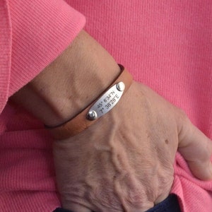 Custom Coordinates Bracelet, Latitude Longitude Engraved Leather Anniversary Gift
