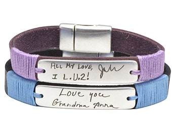 Signature Bracelet with Grandma's Handwriting Actual Handwritten Jewelry from a Loved One Sentimental Gift for Men Women Grandchildren