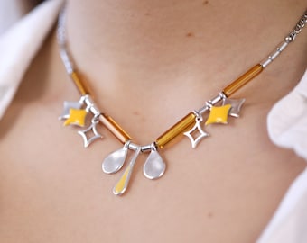 Vibrant Boho Beaded Statement Necklace: Sterling Silver Plated