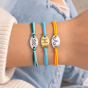 Zodiac Friendship Bracelet Astrology Sign Jewelry Adjustable Cord Bracelet Star Sign Gift for Best Friend Sister Birthday Gift