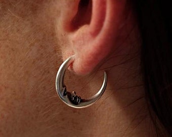 Crescent Moon Earrings Silver or Gold Moon Phase Huggie Hoops Celestial Lunar Jewelry Gifts for Women Moon Shape Satellite Jewellery