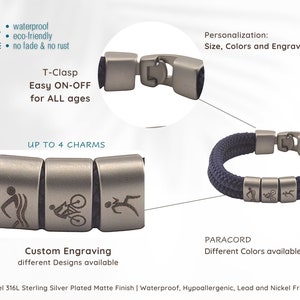 Bracelet SAILBRACE Triathlon Sans Limite - Tressé Main, Acier Inoxydable, Nœud Réglable 24 Cm