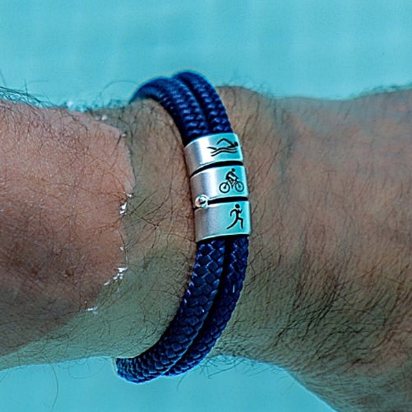 Bracelet triathlon personnalisé cadeau triathlète étanche bijoux de sport idée cadeau triathlon natation vélo course bracelet paracorde équipement d'athlète