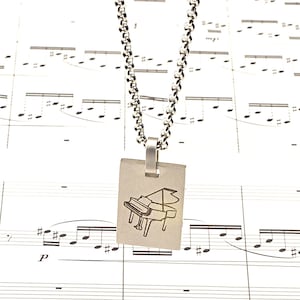 Personalized Piano Necklace – Custom Engraved Music Jewelry – Gift for Music Teacher, Student, Pianist – Graduation or Recital Gift