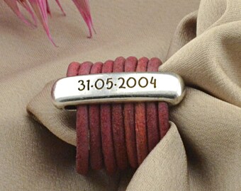 Personalized Statement Ring Custom Engraved Wrap Ring Sentimental Gift for Mom Leather Ring with Text Engraving Wraparound Ring Gift for Her