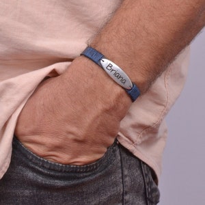 Men Custom Engraved Bracelet Name Bracelet Anniversary Gift Dad Boyfriend Personalized Gift for Him Customized Leather Bracelet