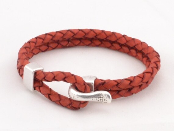 Designer-Tribal De Acero-Pulsera de Cuero señoras Trenzada