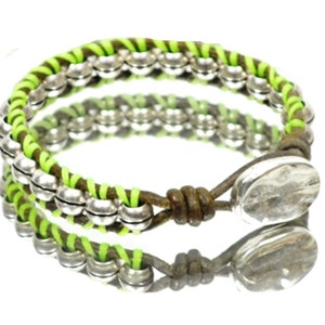 Boho Leather Wrap Bracelet: Sterling Silver Plated Beads