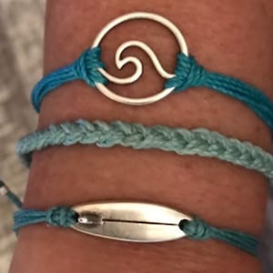 Customized Surfboard Bracelet Stack Surf Jewelry for Women Handcrafted Bracelets Waterproof Bracelet Surfer Bracelet Set of Three Beach Gift